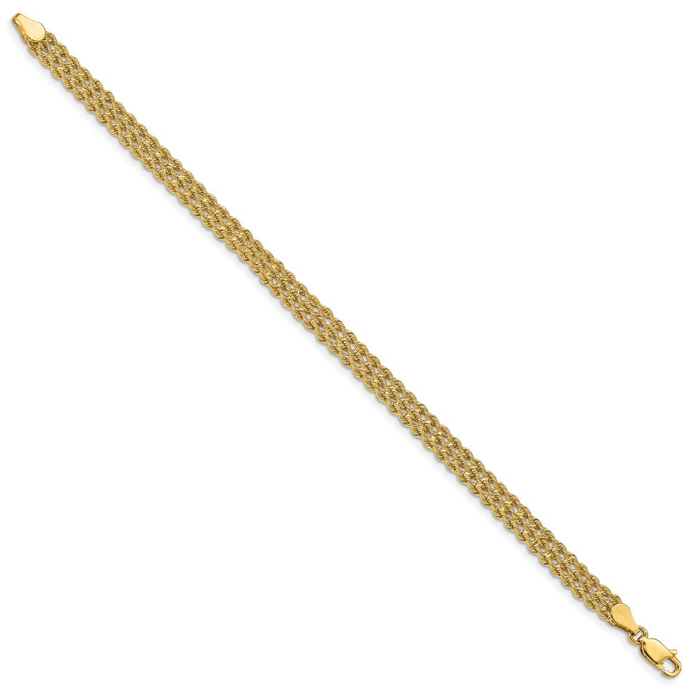 14k 5.5mm Wide Triple Strand Rope Bracelet
