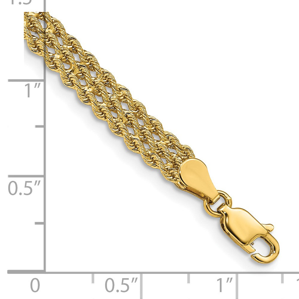 14k 5.5mm Wide Triple Strand Rope Bracelet
