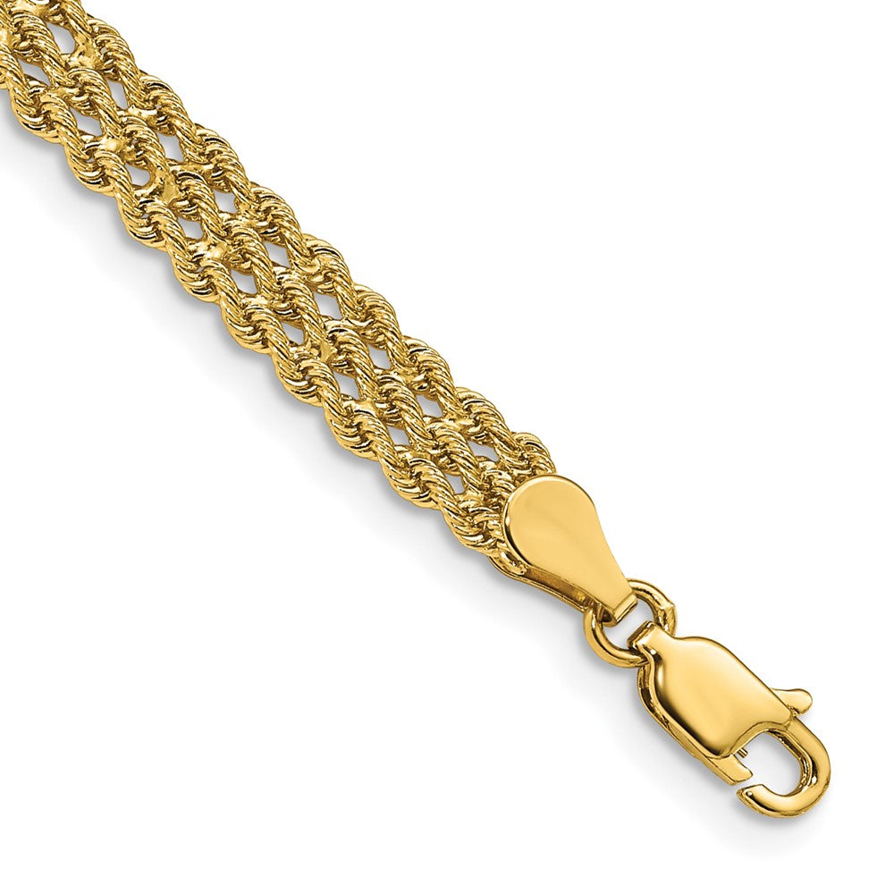 14k 5.5mm Wide Triple Strand Rope Bracelet