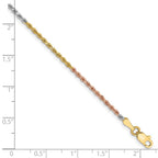 14K Tri-colored 1.75mm Diamond-cut Rope with Lobster Clasp Chain