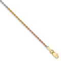 14K Tri-colored 1.75mm Diamond-cut Rope with Lobster Clasp Chain