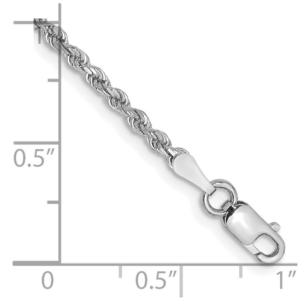 14K White Gold 2mm Diamond-cut Rope with Lobster Clasp Chain