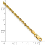 14K 2.25mm Diamond-cut Rope with Lobster Clasp Chain