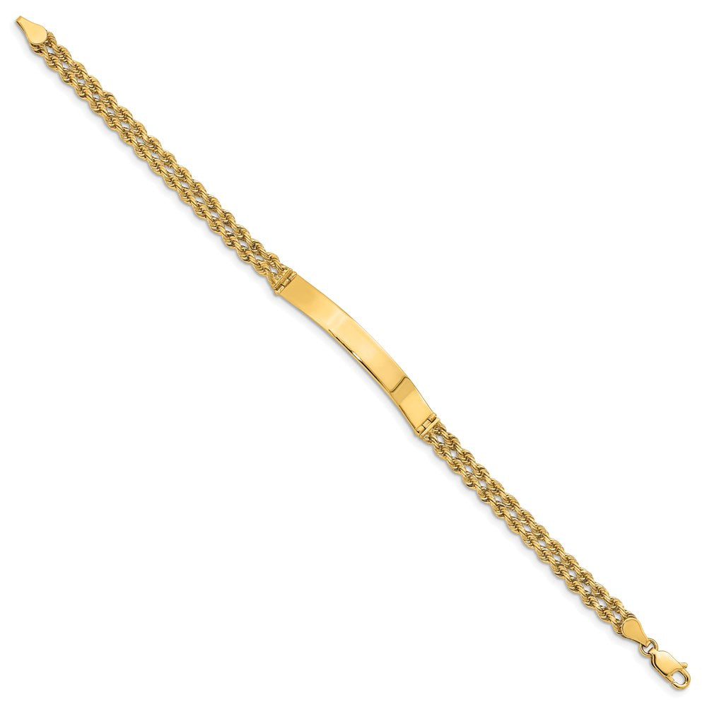 14k Polished Solid Chain/Solid Plate Two-Strand Rope 39.5x5mm Plate 8 inch ID Bracelet