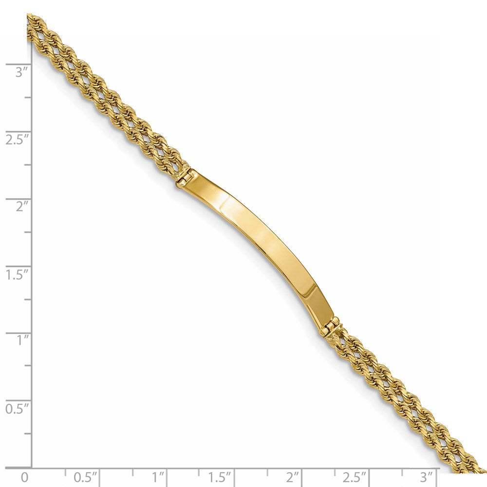 14k Polished Solid Chain/Solid Plate Two-Strand Rope 39.5x5mm Plate 8 inch ID Bracelet
