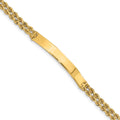 14k Polished Solid Chain/Solid Plate Two-Strand Rope 39.5x5mm Plate 7 inch ID Bracelet