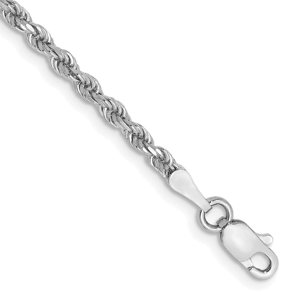 14K White Gold 2.25mm Diamond-cut Rope with Lobster Clasp Chain