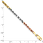 14K Tri-colored 2.9mm Diamond-cut Rope with Lobster Clasp Chain