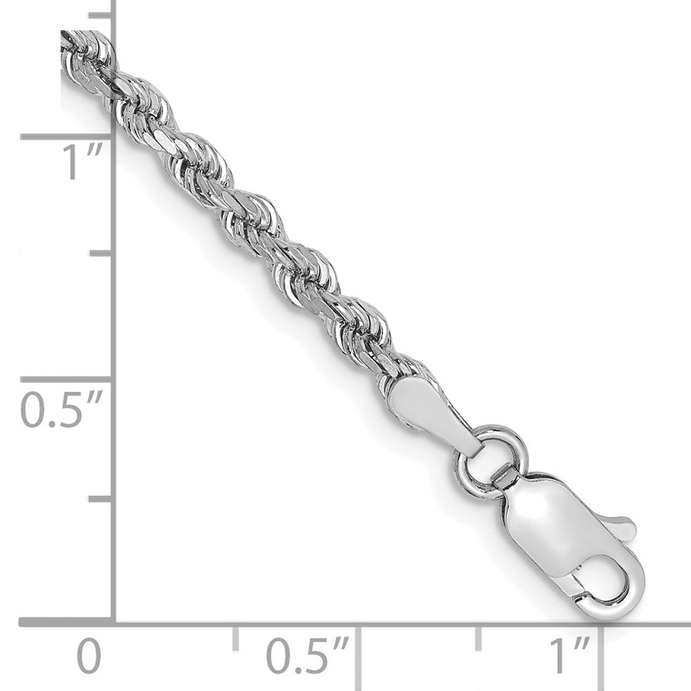 14K White Gold 2.75mm Diamond-cut Rope with Lobster Clasp Chain