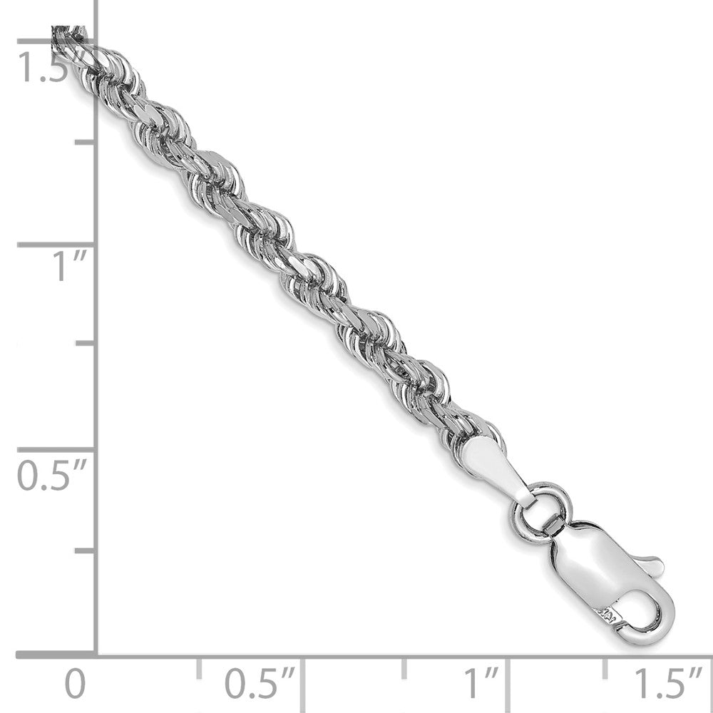 14K White Gold 3mm Diamond-cut Rope with Lobster Clasp Chain