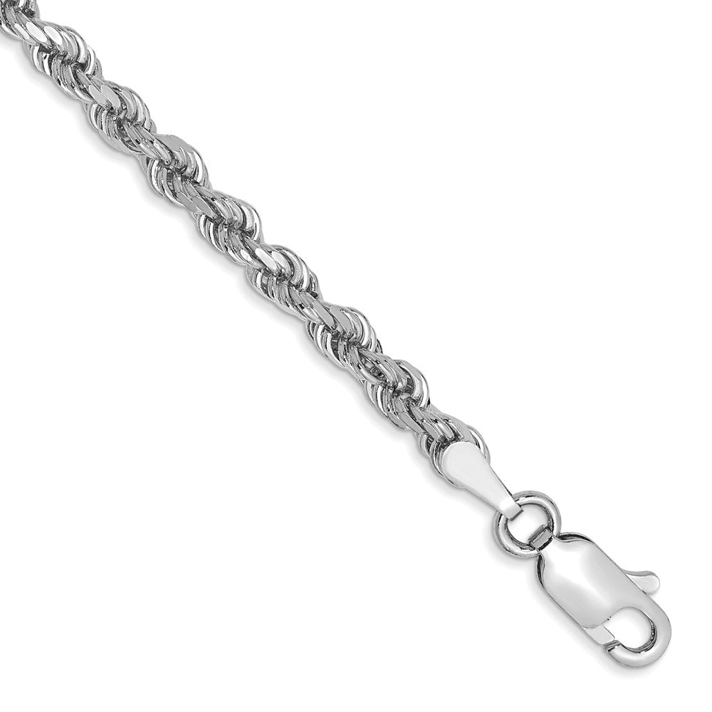 14K White Gold 3mm Diamond-cut Rope with Lobster Clasp Chain