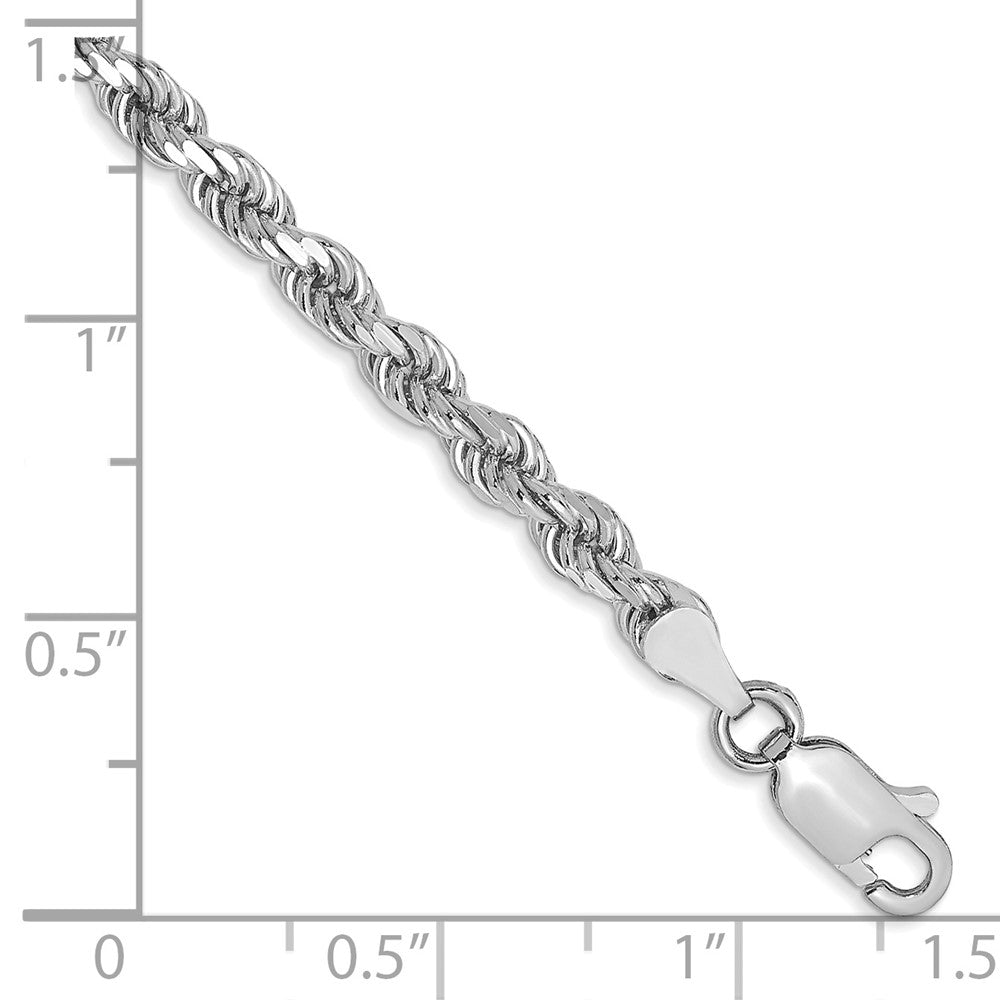 14K White Gold 3.5mm Diamond-cut Rope with Lobster Clasp Chain