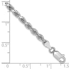 14K White Gold 3.5mm Diamond-cut Rope with Lobster Clasp Chain