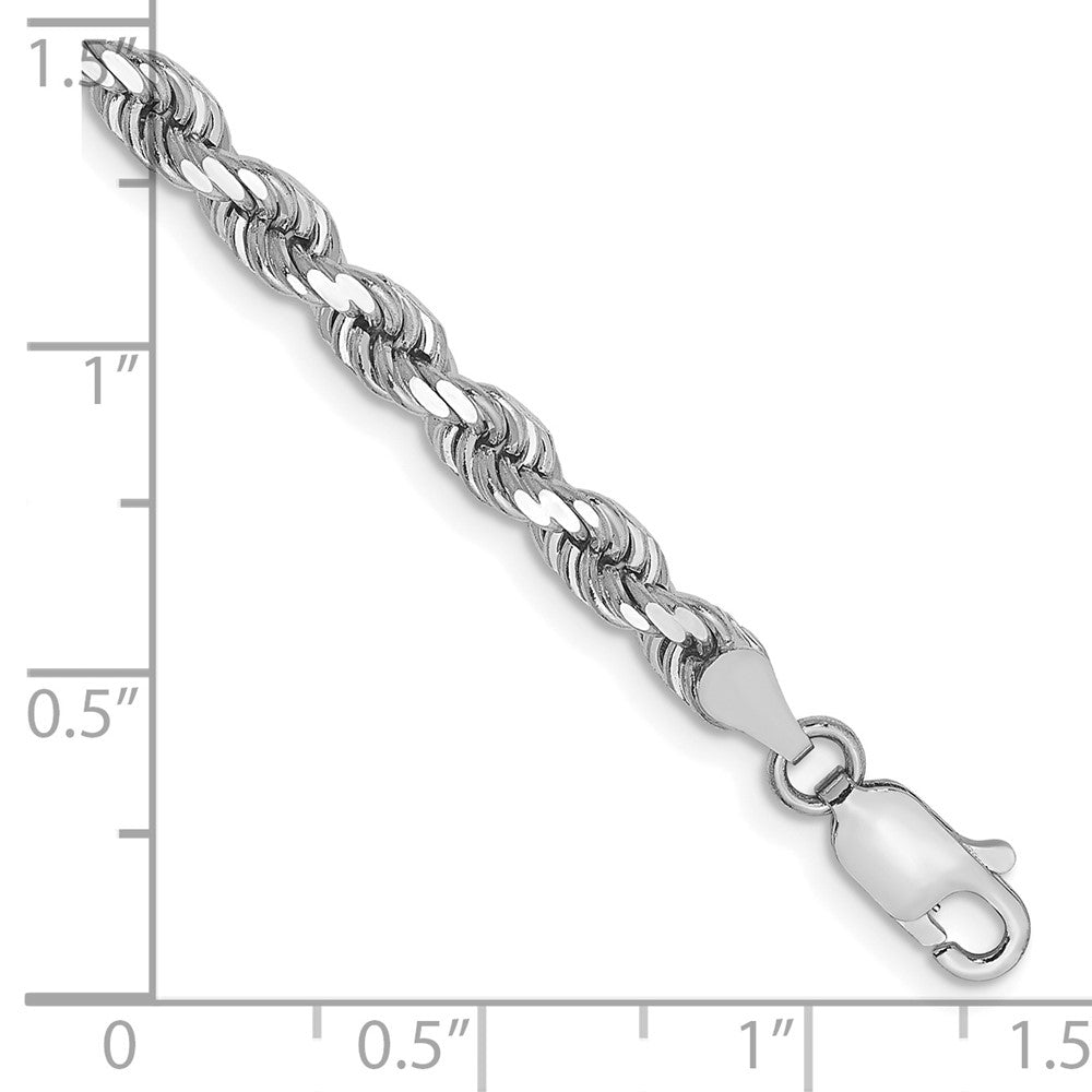 14K White Gold 4mm Diamond-cut Rope with Lobster Clasp Chain