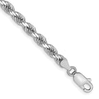 14K White Gold 4mm Diamond-cut Rope with Lobster Clasp Chain