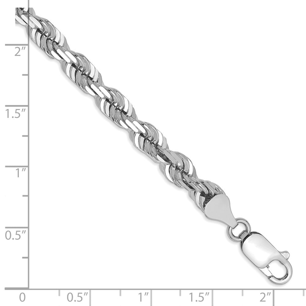 14K White Gold 5.5mm Diamond-cut Rope with Lobster Clasp Chain