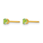 Inverness 14k 3mm August Green Crystal Birthstone Post Piercing Earrings