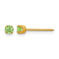 Inverness 14k 3mm August Green Crystal Birthstone Post Piercing Earrings