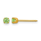 Inverness 14k 3mm August Green Crystal Birthstone Post Piercing Earrings