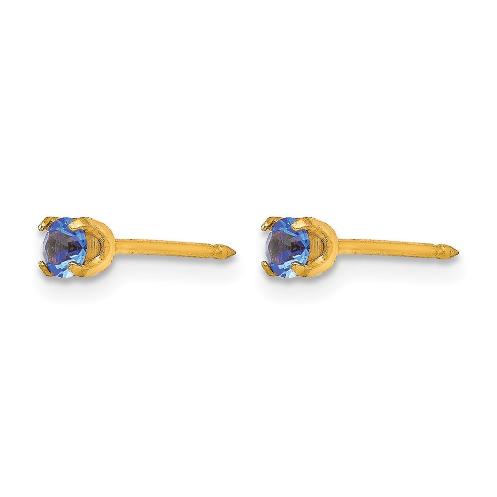 Inverness 14k 3mm September Blue Crystal Birthstone Post Piercing Earrings