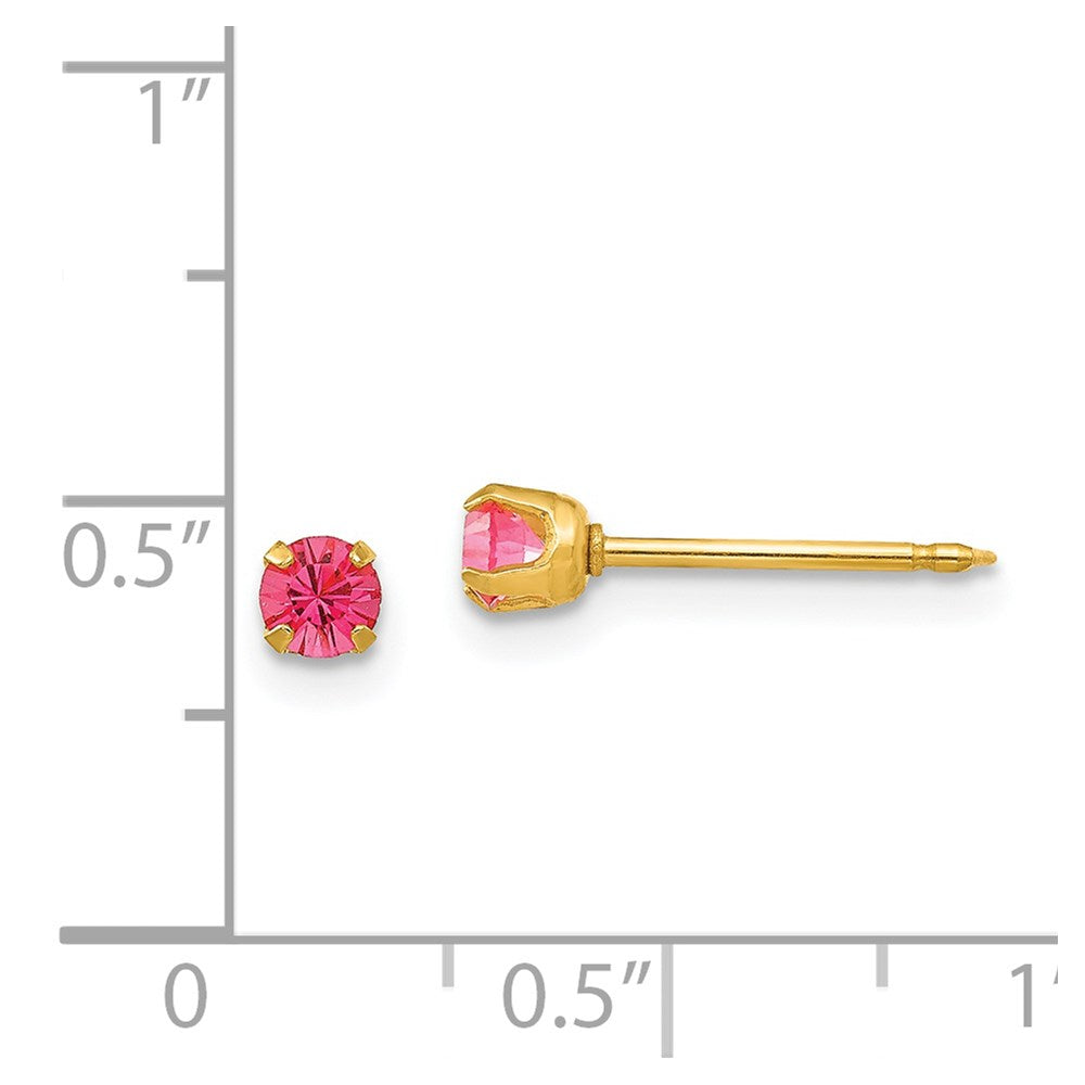 Inverness 14k 3mm October Pink Crystal Birthstone Post Piercing Earrings