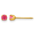 Inverness 14k 3mm October Pink Crystal Birthstone Post Piercing Earrings
