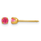 Inverness 14k 3mm October Pink Crystal Birthstone Post Piercing Earrings