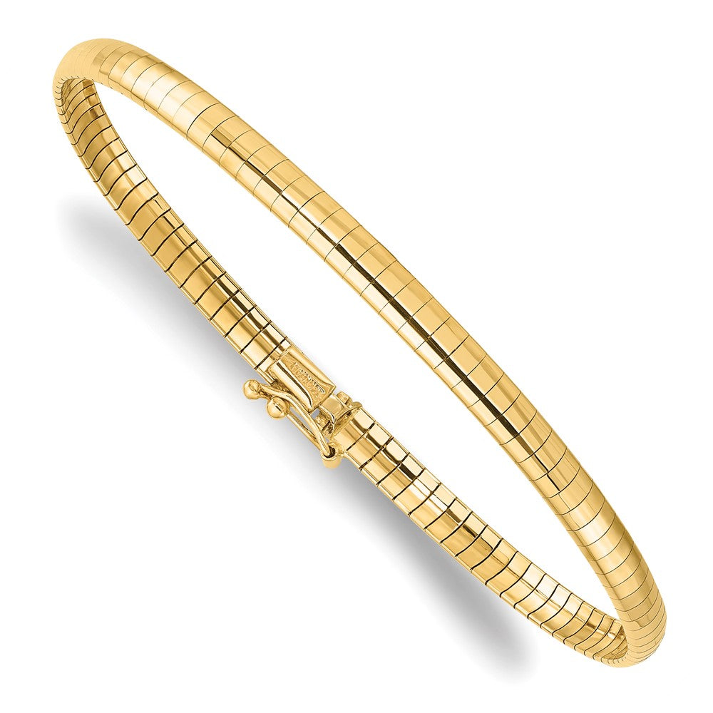 14K Polished 4mm Domed 7 inch Omega Bracelet