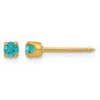 Inverness 14k 3mm December Blue Crystal Birthstone Post Piercing Earrings