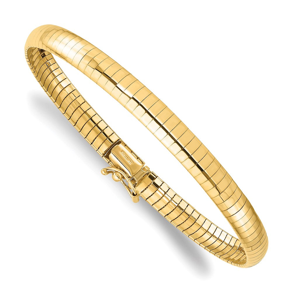 14K Polished 6mm Domed 8 inch Omega Bracelet