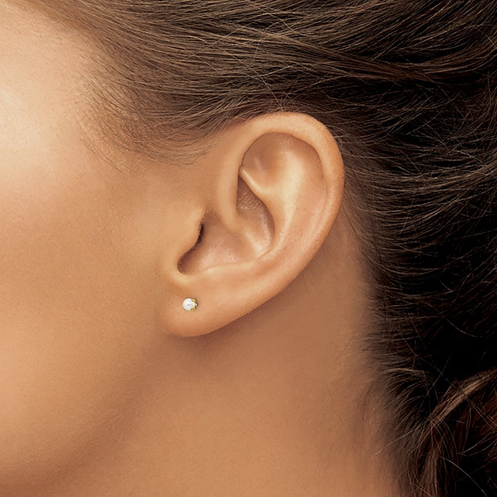 Inverness 14k 3mm Simulated Pearl Post Piercing Earrings
