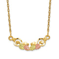 10k and 12k Tri-color Black Hills Gold Leaves Scroll Bar 14k Gold-filled Chain 19 inch Necklace