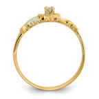 10k and 12k Tri-color Black Hills Gold 1/20 carat Diamond and Leaves Heart Ring