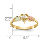 10k and 12k Tri-color Black Hills Gold 1/20 carat Diamond and Leaves Heart Ring