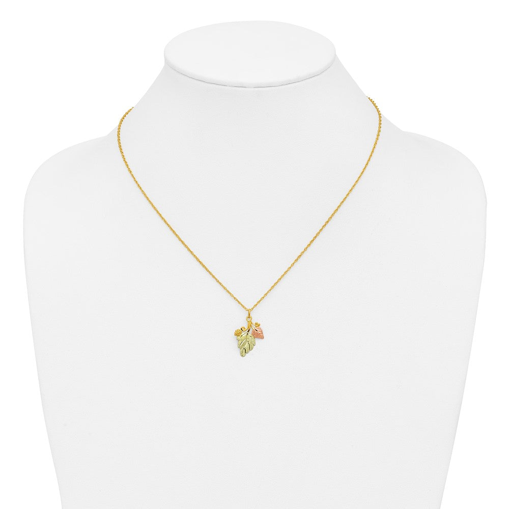 10k and 12k Tri-color Black Hills Gold Grapes and Leaves 14k Gold-filled Chain 18 inch Necklace