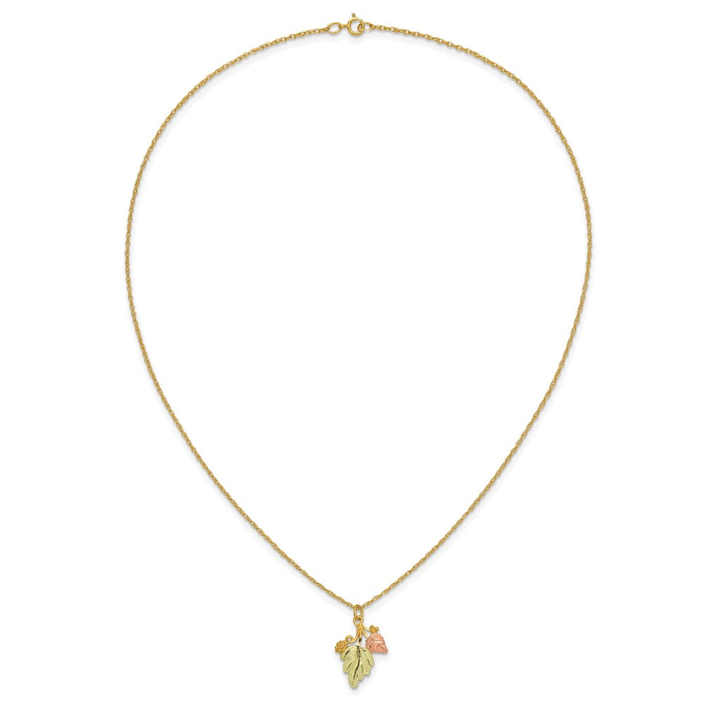 10k and 12k Tri-color Black Hills Gold Grapes and Leaves 14k Gold-filled Chain 18 inch Necklace