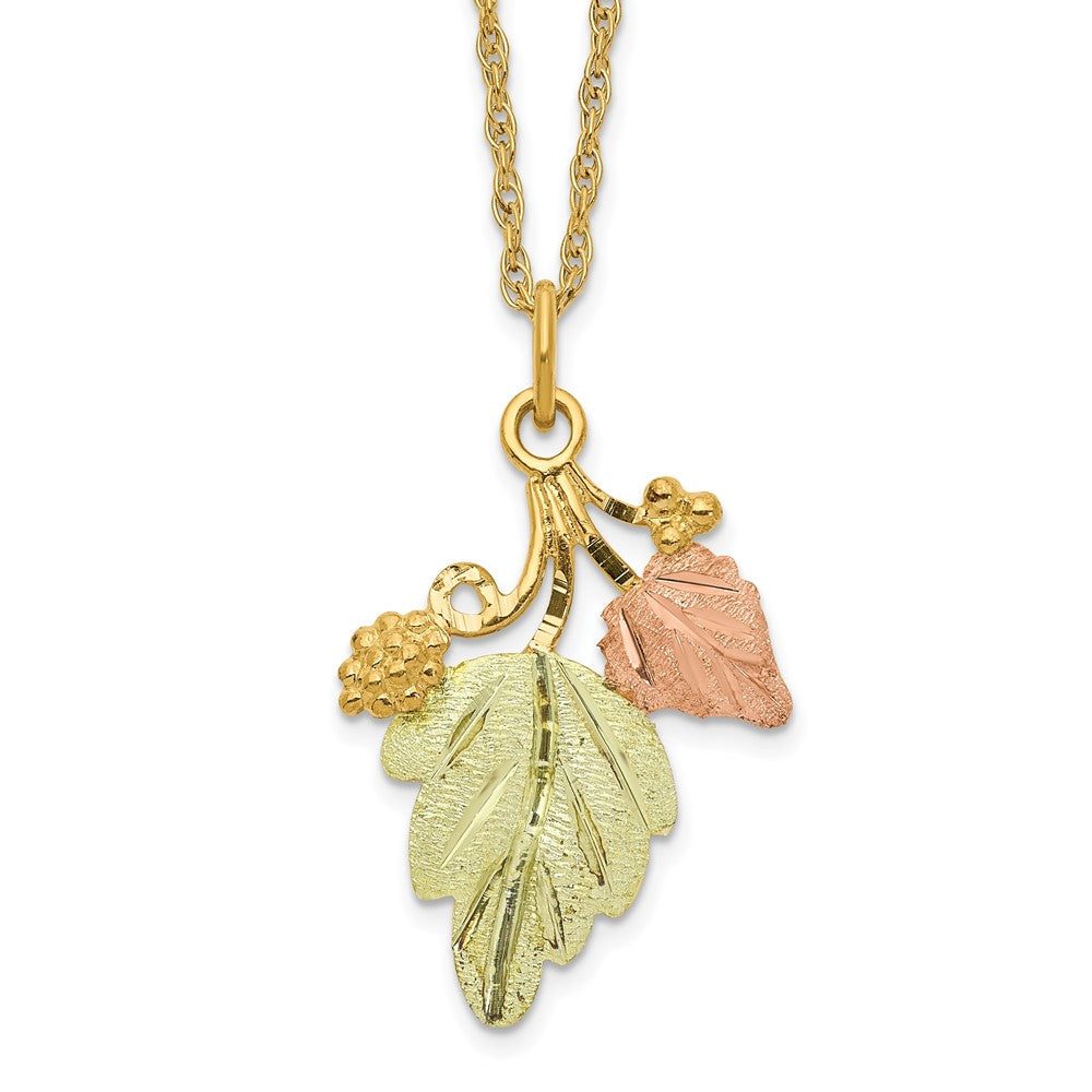 10k and 12k Tri-color Black Hills Gold Grapes and Leaves 14k Gold-filled Chain 18 inch Necklace