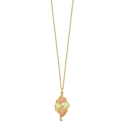 10k and 12k Tri-color Black Hills Gold Grapes and Leaves 14k Gold-filled Chain 18 inch Necklace