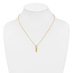 10k and 12k Tri-color Black Hills Gold 1/20 carat Diamond Long-stemmed Rose 14k Gold-filled Chain 18 inch Necklace