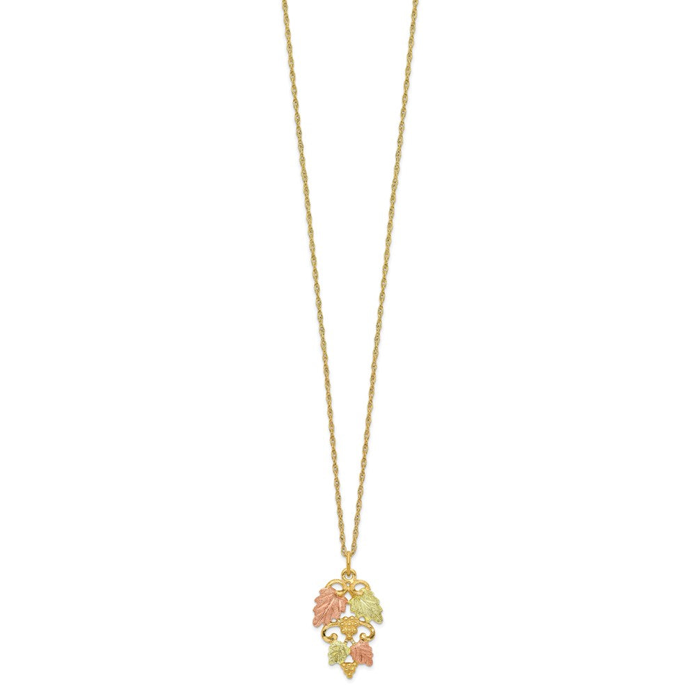10k and 12k Tri-color Black Hills Gold Grapes and Leaves 14k Gold-filled Chain 18 inch Necklace