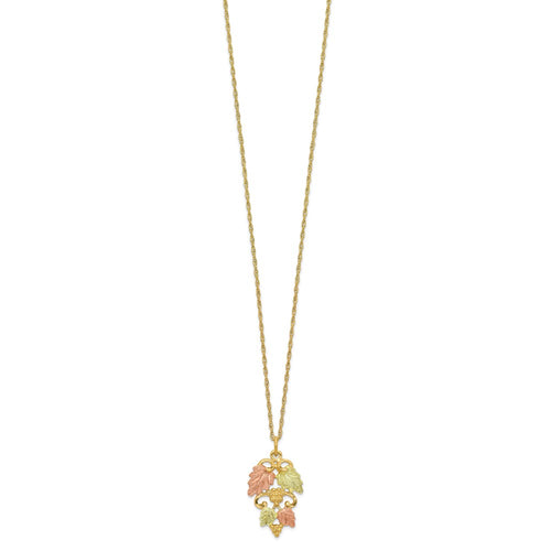 10k and 12k Tri-color Black Hills Gold Grapes and Leaves 14k Gold-filled Chain 18 inch Necklace