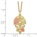 10k and 12k Tri-color Black Hills Gold Grapes and Leaves 14k Gold-filled Chain 18 inch Necklace