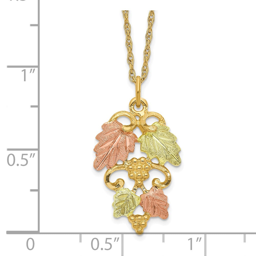 10k and 12k Tri-color Black Hills Gold Grapes and Leaves 14k Gold-filled Chain 18 inch Necklace