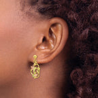 10k and 12k Tri-color Black Hills Gold Hummingbird with Flower and Leaves Dangle Post Earrings