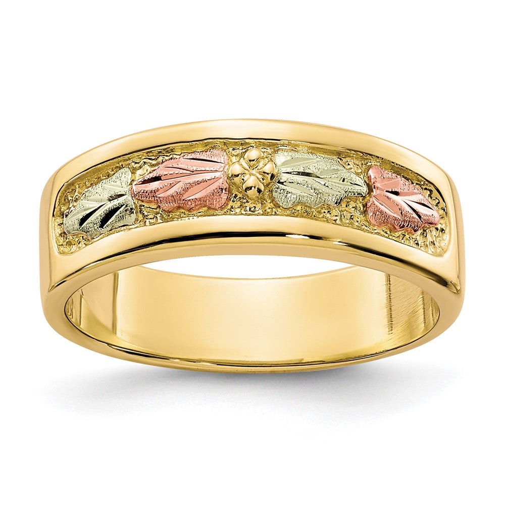 10k and 12k Tri-color Black Hills Gold Leaves Ladies Band