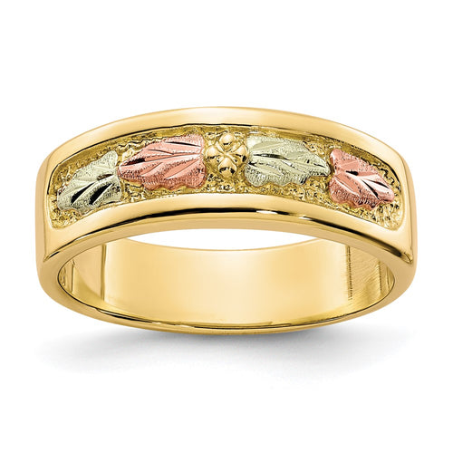 10k and 12k Tri-color Black Hills Gold Leaves Ladies Band