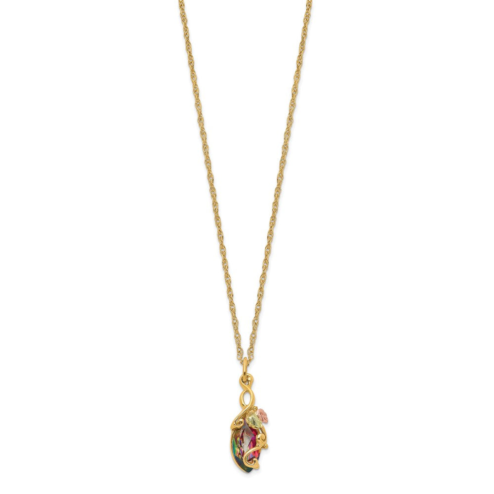 10k and 12k Tri-color Black Hills Gold Marquise Mystic Fire Topaz 14k Gold-filled Chain 18 inch Necklace