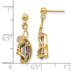 10k and 12k Tri-color Black Hills Gold Marquise Mystic Fire Topaz and Leaves Post Dangle Earrings
