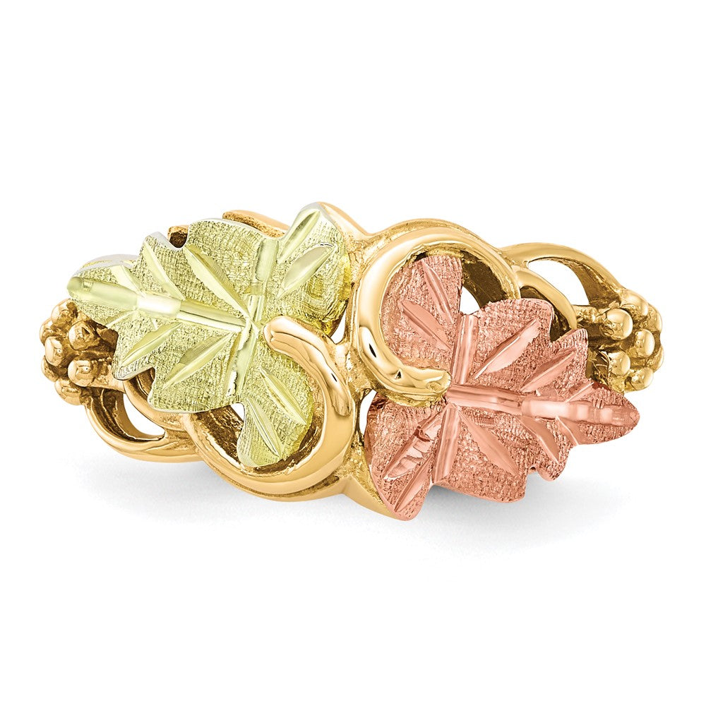 10k and 12k Tri-color Black Hills Gold Grapes and Leaves Ring