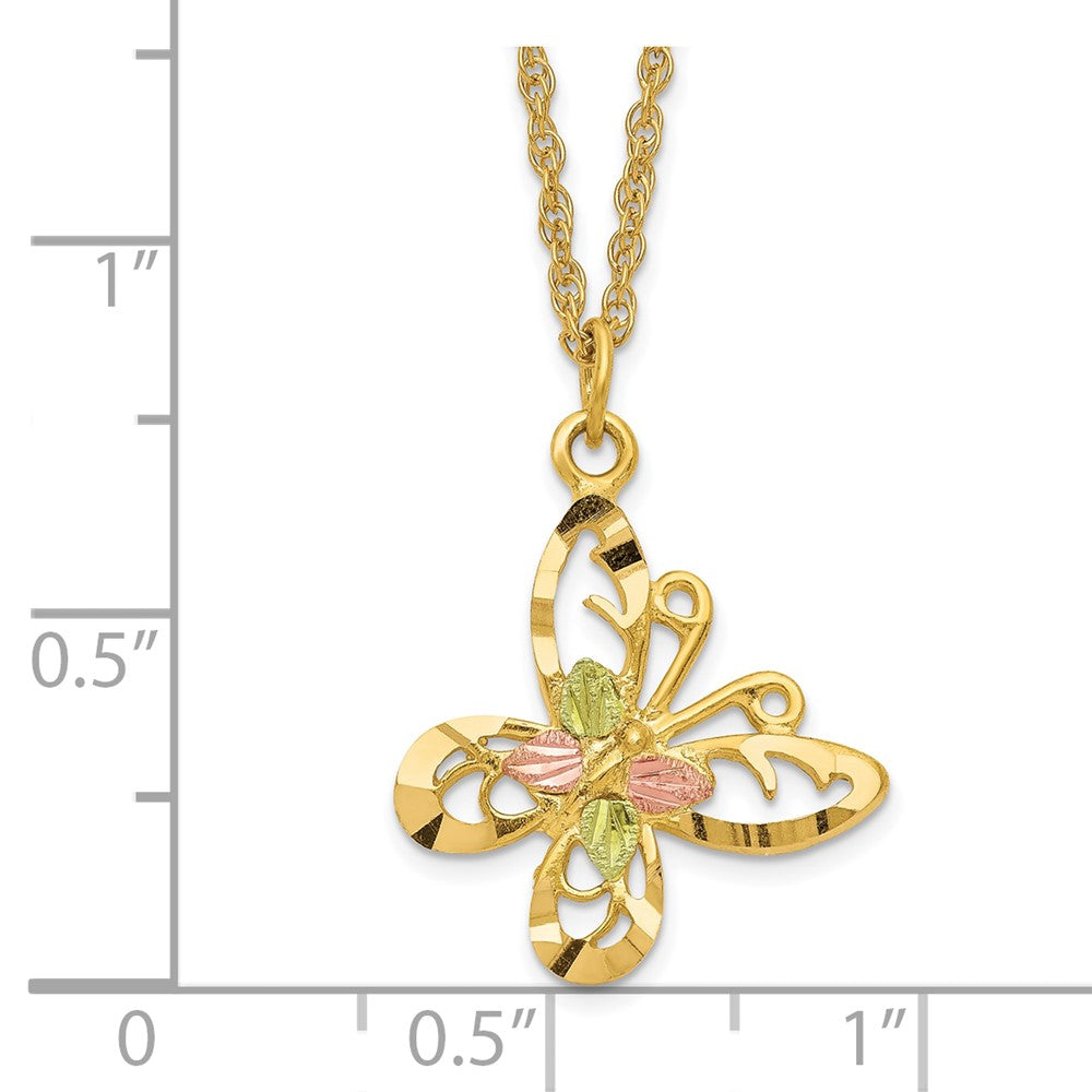 10k and 12k Tri-color Black Hills Gold Butterfly 14k Gold-filled Chain 18 inch Necklace